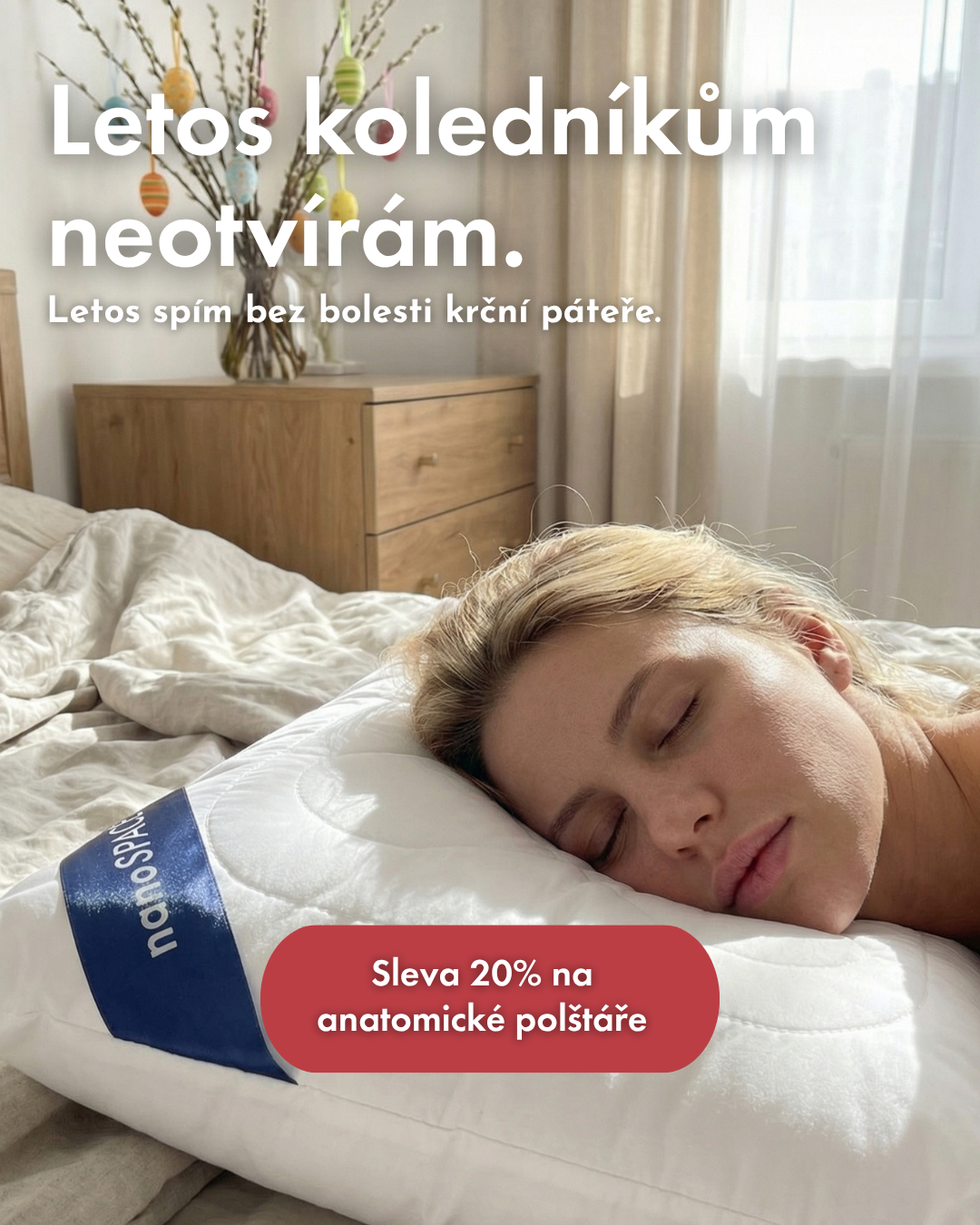 Anatomický ortopedický polštář s paměťovou pěnou nanoSPACE – 20 % sleva na Velikonoce